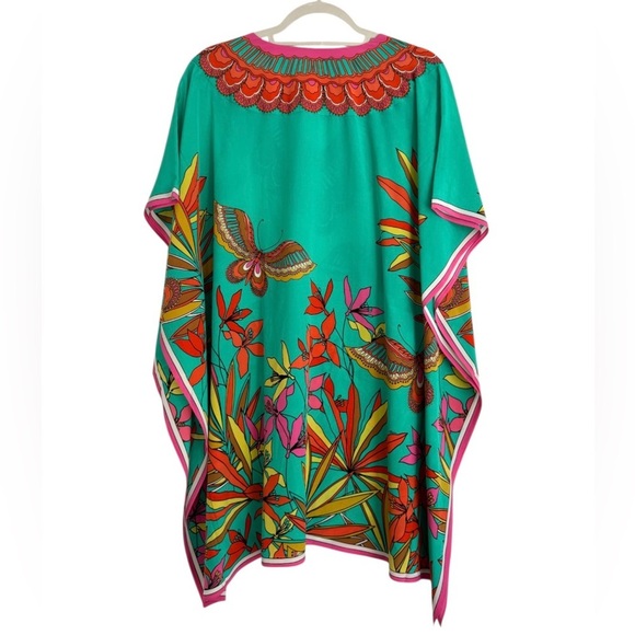 Trina Turk Silk Theodora Caftan Tunic Dress Butterfly Beach Coverup Size XS/S - Picture 4 of 6